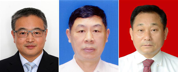 图为黄群、宋月才、姜开斌三位同道的肖像（由左至右）。